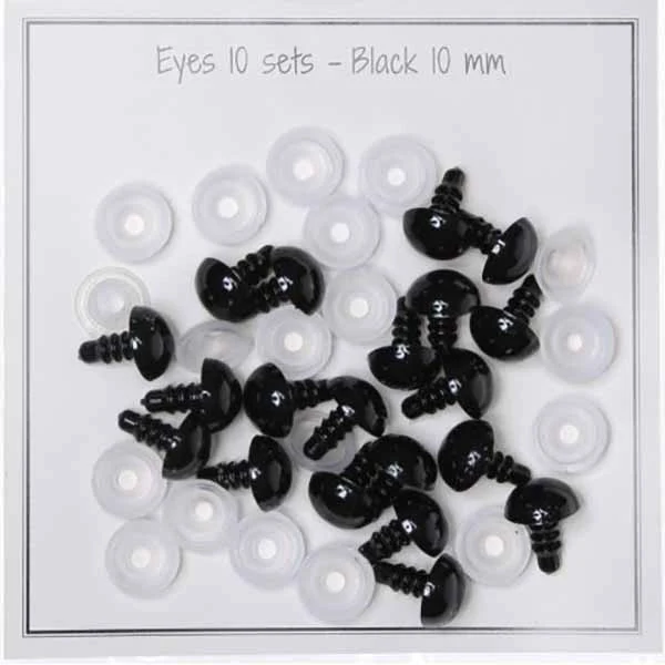 Go Handmade Safety Eyes Black 10 mm (10 pairs)