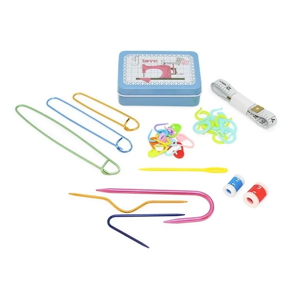Knitting Accessories Kit in Metal Box, 22 parts