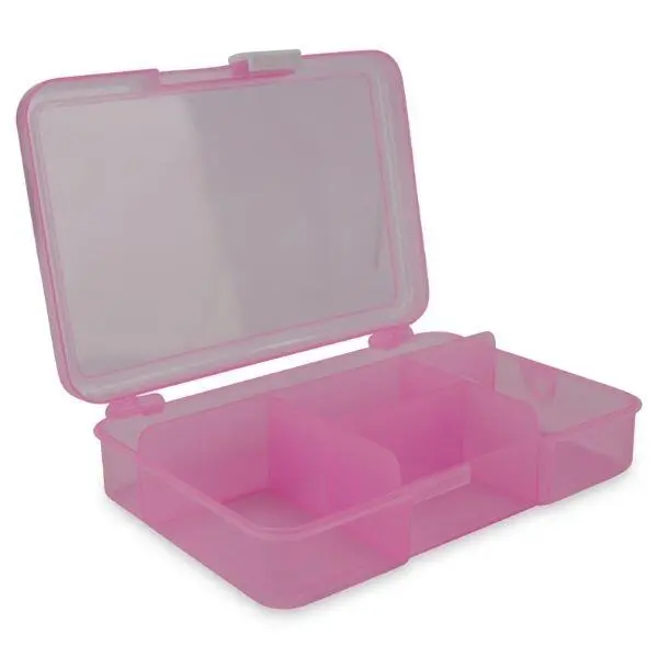Plastic box with lid Pink 14.5 x 10 cm, 5 compartments