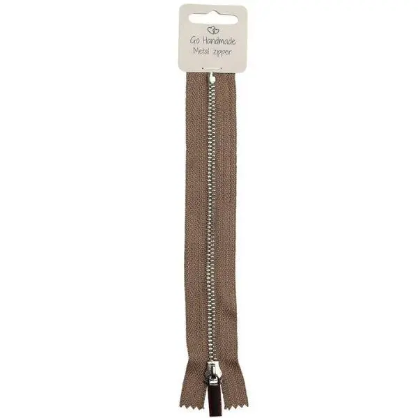 Go Handmade Zipper Metal Beige 20 cm, SIlver