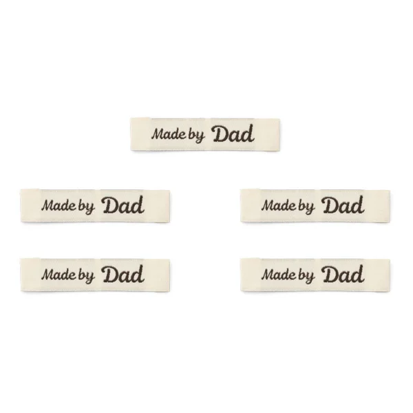 LindeHobby Made By Label (2.76" x 0.39" / 7 cm x 1 cm), Natural, 5 pcs Made by Dad