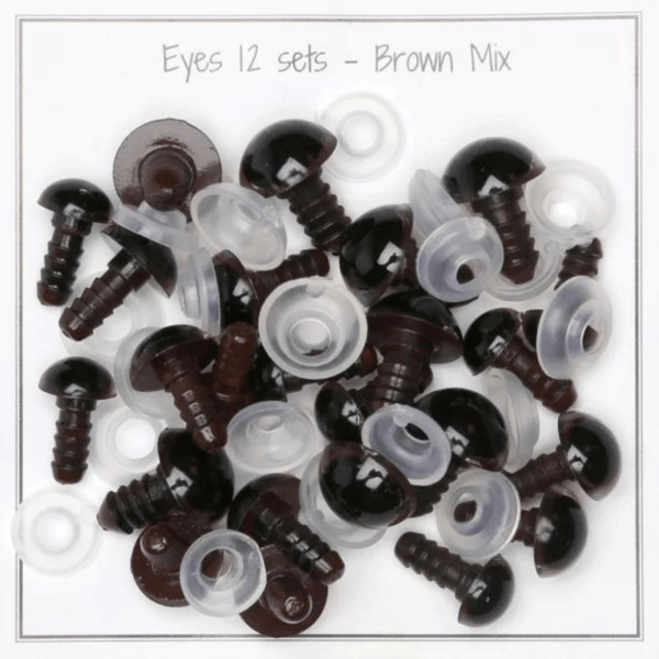 Go Handmade Safety Eyes, Brown, Mix Pack, 12 Pairs