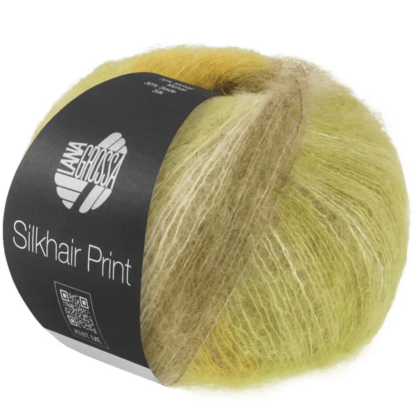 Lana Grossa Silkhair Print 433 Lime/yellow/taupe/light beige