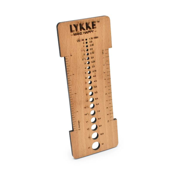 LYKKE Needle Gauge (US 00-17) Beechwood