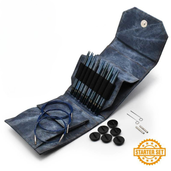 LYKKE Interchangeable Circular Needle Set Indigo, Starter Set, Blue, 5"