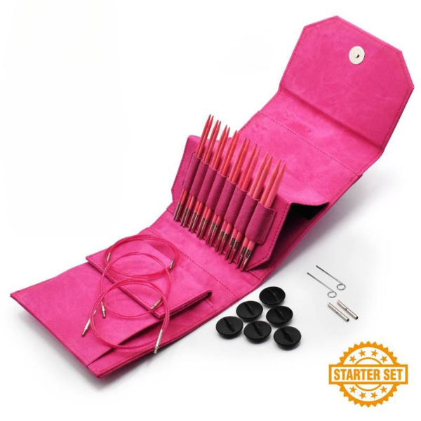 LYKKE Interchangeable Circular Needle Set Blush, Starter Set, Fuchsia, 5"