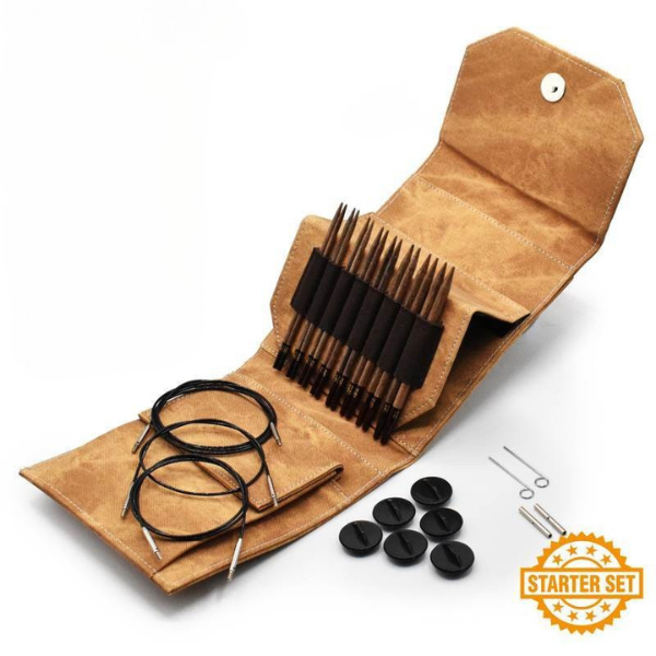 LYKKE Interchangeable Circular Needle Set Umber, Starter Set, Tan, 5"