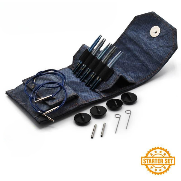 LYKKE Interchangeable Circular Needle Set, Indigo, Starter Set, Blue, 3.5"