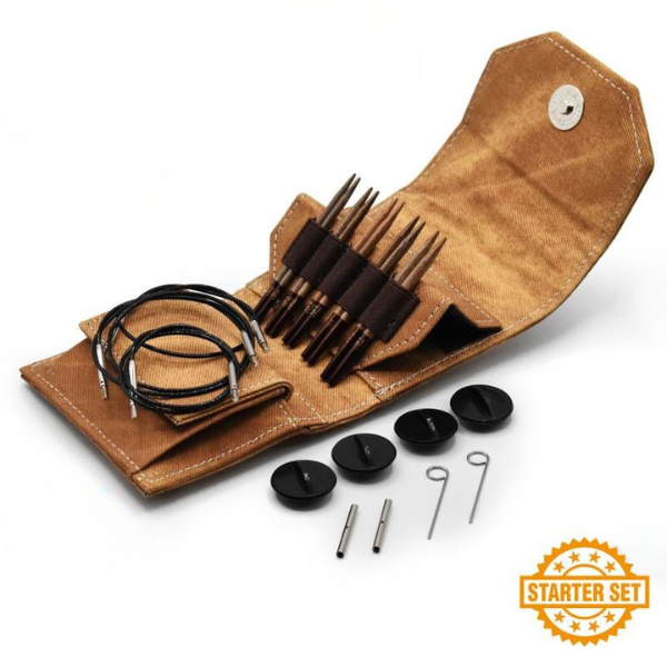 LYKKE Interchangeable Circular Needle Set Umber, Starter Set, Tan, 3.5"