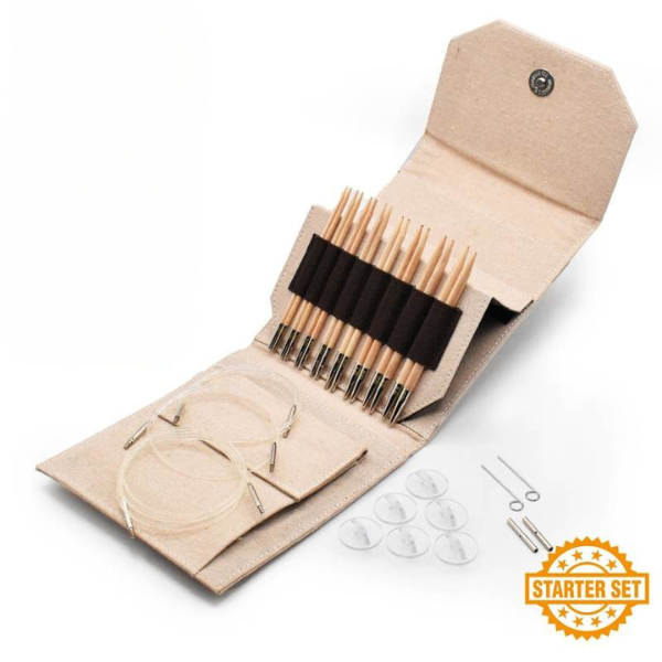 LYKKE Interchangeable Circular Needle Set Naturale, Starter Set, Beige, 5"
