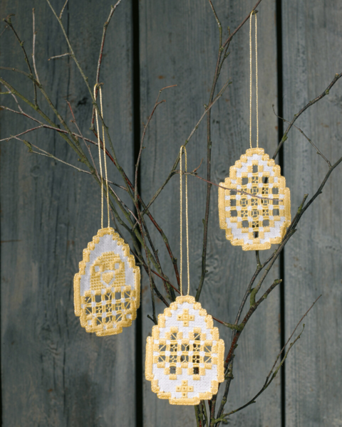Embroidery Kit Easter Eggs Hardanger 3 pcs 6 x 8.5 cm / 2.36 x 3.35 in