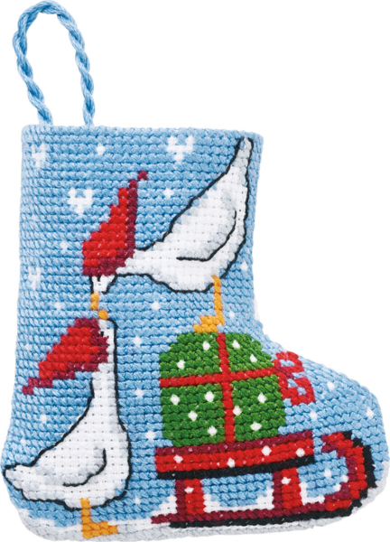 Embroidery Kit Geese Christmas Stocking 7 x 8 cm / 2.76 x 3.15 in