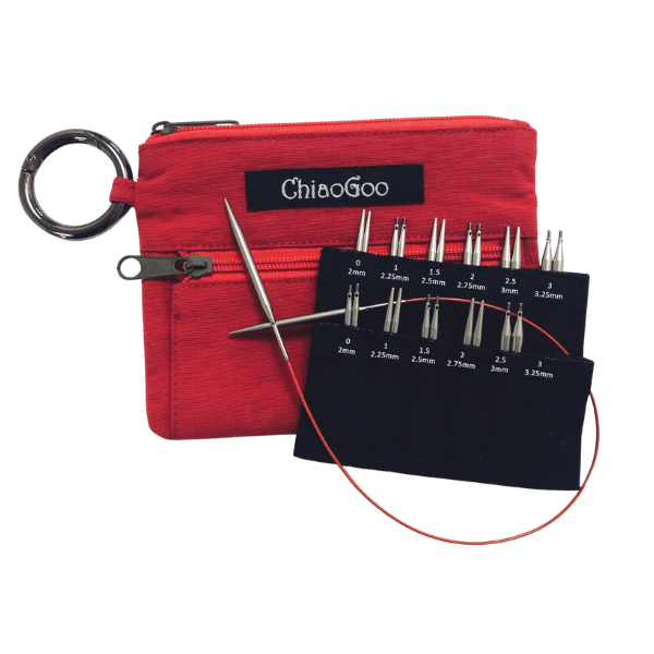 ChiaoGoo Interchangeable Circular Needle Set TWIST Red Shorties, Mini, 2"/3"