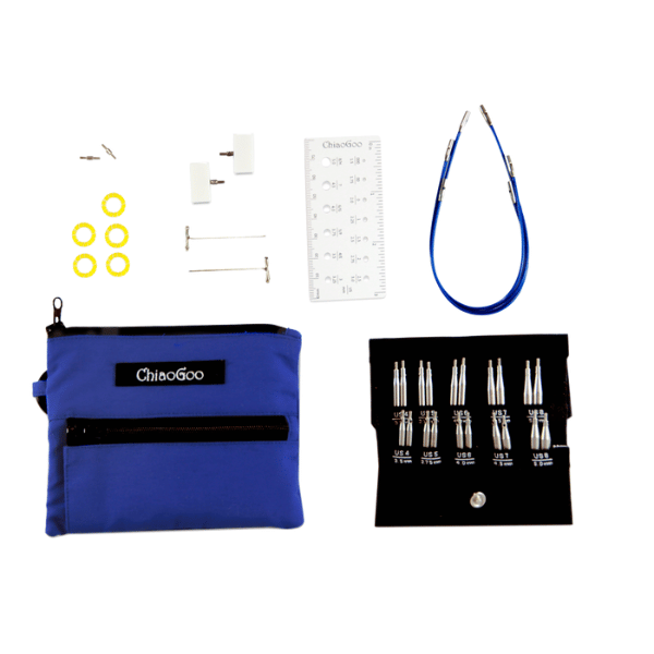 ChiaoGoo Interchangeable Circular Needle Set Twist Blue Shorties, Small, 2"/3"