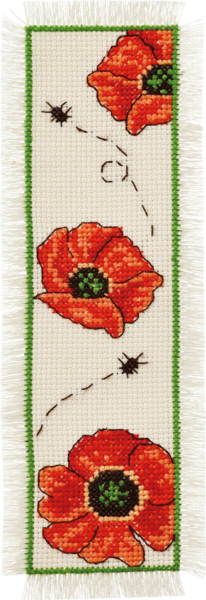 Embroidery Kit Poppies 7 x 22 cm / 3 x 9 in