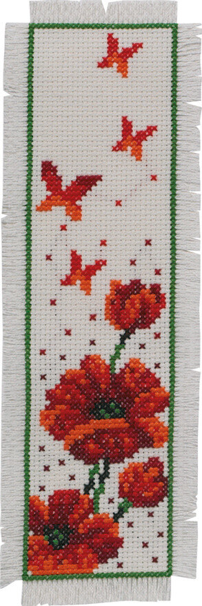 Embroidery Kit Poppies 7 x 22 cm / 2.76 x 8.66 in