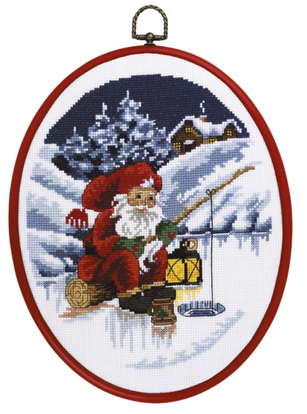 Embroidery Kit Elf Fishing 20 x 26 cm / 7.87 x 10.24 in w/5958/30
