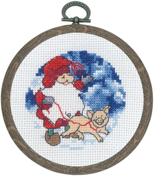 Embroidery Kit Santa with Pig M5957/60 10Ø cm / 3.94Ø in dia.