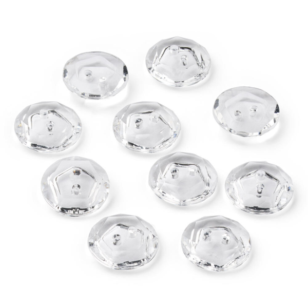 LindeHobby Crystal Buttons, Clear, 12 mm, 10 pcs