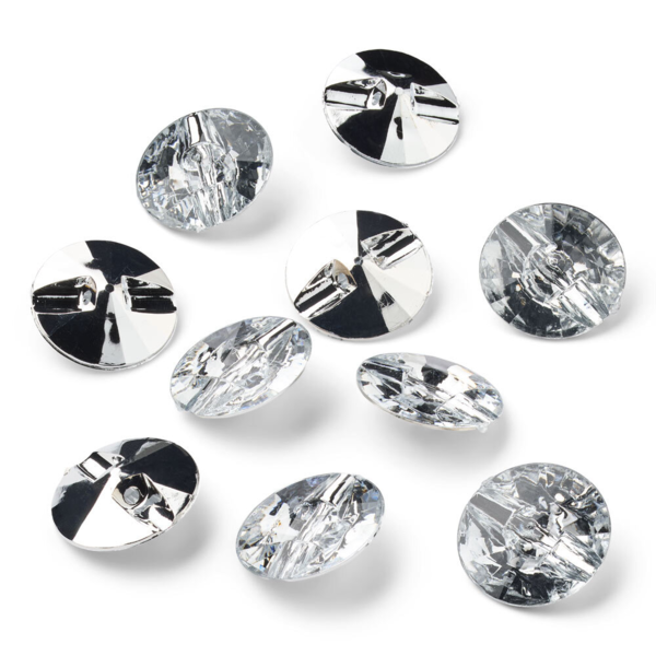 LindeHobby Crystal Buttons, Clear, 20 mm, 10 pcs
