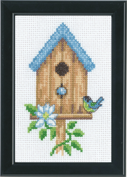 Embroidery Kit Birdhouses Beige 9 x 14 cm / 4 x 6 in