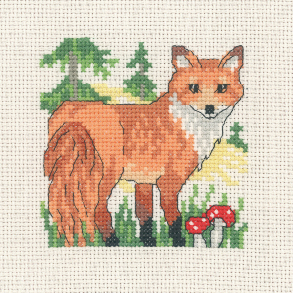 Embroidery Kit Fox 12 x 12 cm / 4.72 x 4.72 in