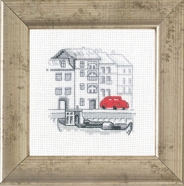Embroidery Kit Harbor/car 9 x 9 cm / 3.54 x 3.54 in R5370