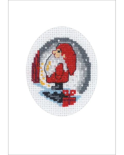 Embroidery Kit Santa on Stairs Christmas Card 9 x 13 cm / 3.54 x 5.12 in