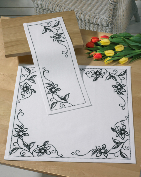 Embroidery Kit Vanilla Orchid 56 x 56 cm / 22.05 x 22.05 in