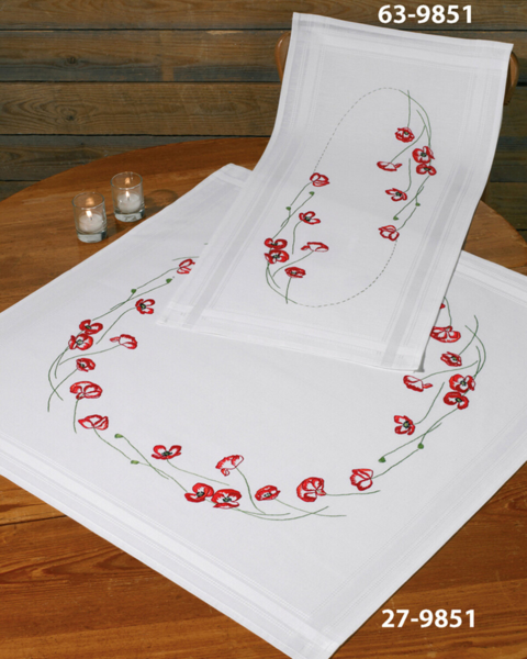 Embroidery Kit Poppies 80 x 80 cm / 31 x 31 in