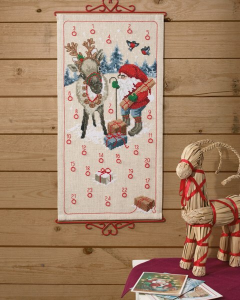 Embroidery Kit Santa Claus and Reindeer B 5125/35 35 x 67 cm / 13.78 x 26.38 in