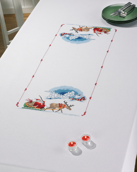 Embroidery Kit Santa in sleigh 140 x 230 cm / 55.12 x 90.55 in