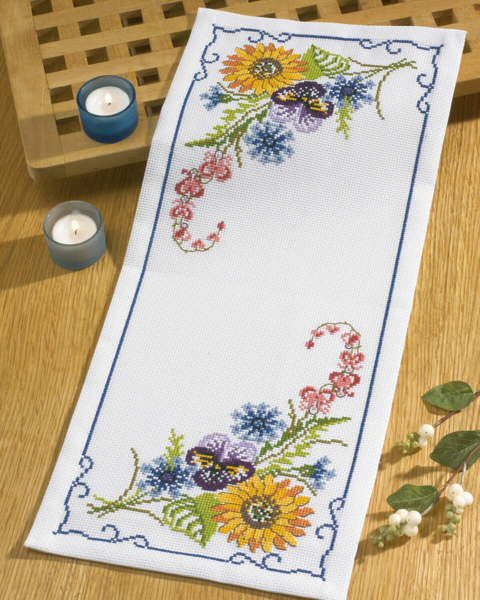 Embroidery Kit Summer Flowers 25 x 56 cm / 9.84 x 22.05 in