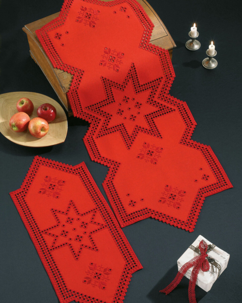 Embroidery Kit Hardanger with red star 27 x 65 cm / 10.63 x 25.59 in