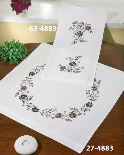Embroidery Kit Flowers 40 x 80 cm / 15.75 x 31.5 in