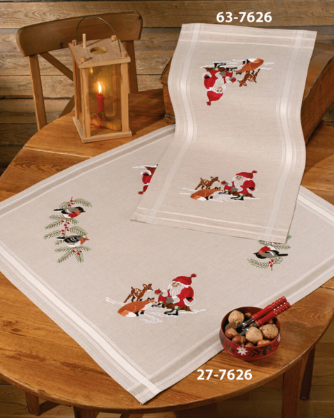 Embroidery Kit Santa with Forest Animals 40 x 80 cm / 16 x 31 in