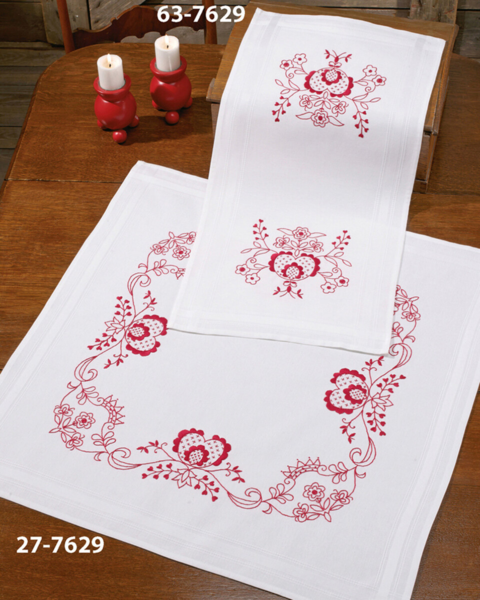 Embroidery Kit Country Style in Red 40 x 80 cm / 15.75 x 31.50 in