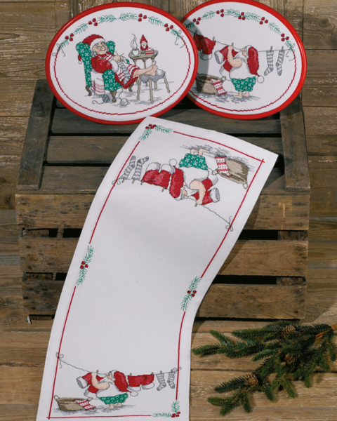 Embroidery Kit Santa Claus Washing 25 x 61 cm / 9.84 x 24.02 in