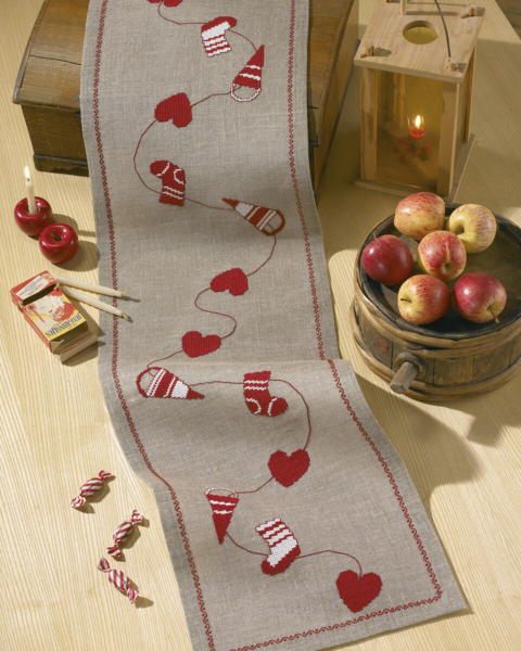 Embroidery Kit Christmas Runner on Nature 33 x 116 cm / 12.99 x 45.67 in