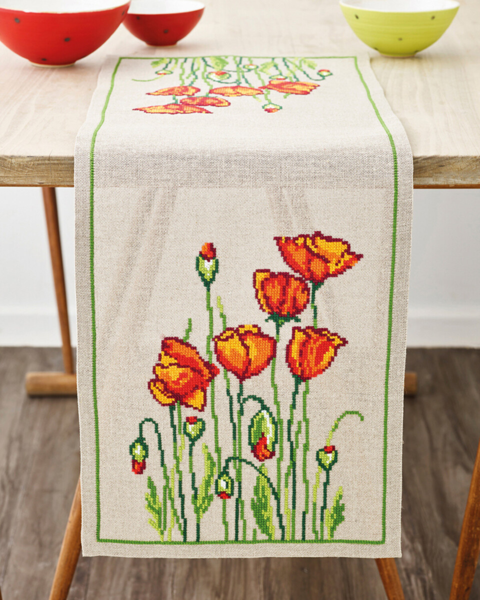 Embroidery Kit Wild Poppies 31 x 91 cm / 12.2 x 35.83 in
