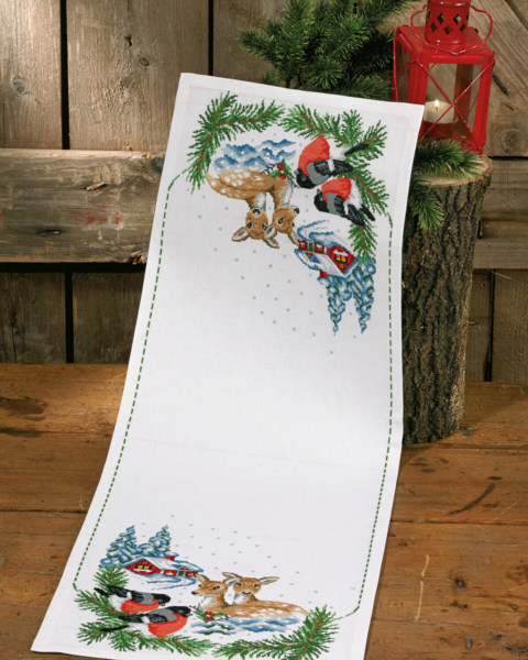 Embroidery Kit Roe Deer in the Snow 33 x 90 cm / 12.99 x 35.43 in