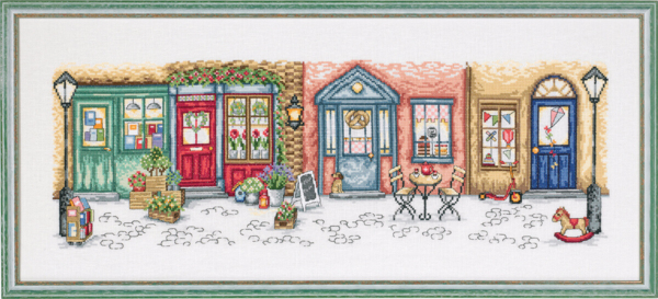 Embroidery Kit The Shopping Street 71 x 30 cm / 28 x 12 in