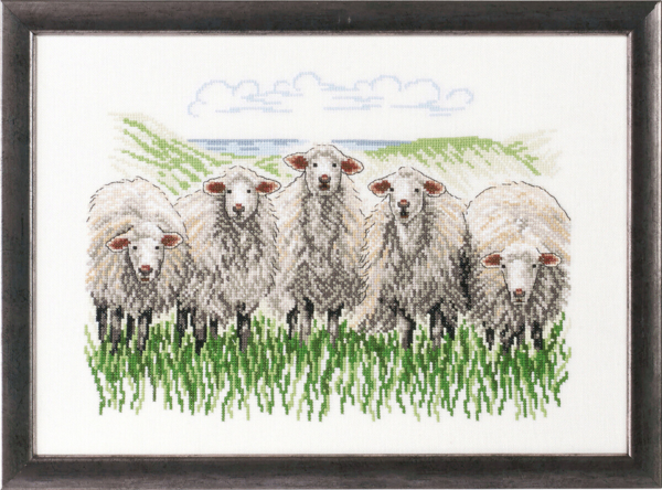 Embroidery Kit Sheep in the field R5344 41 x 29 cm / 16.14 x 11.42 in