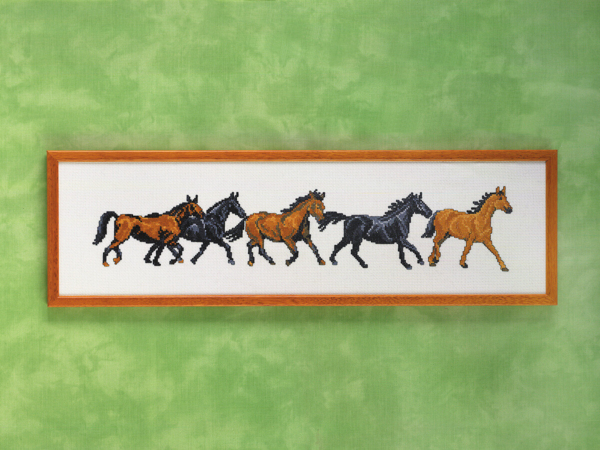 Embroidery Kit Horse Row 59 x 16 cm / 23 in x 6 in R5425