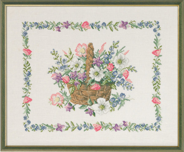 Embroidery Kit Flower Basket 49 x 40 cm / 19 x 16 in