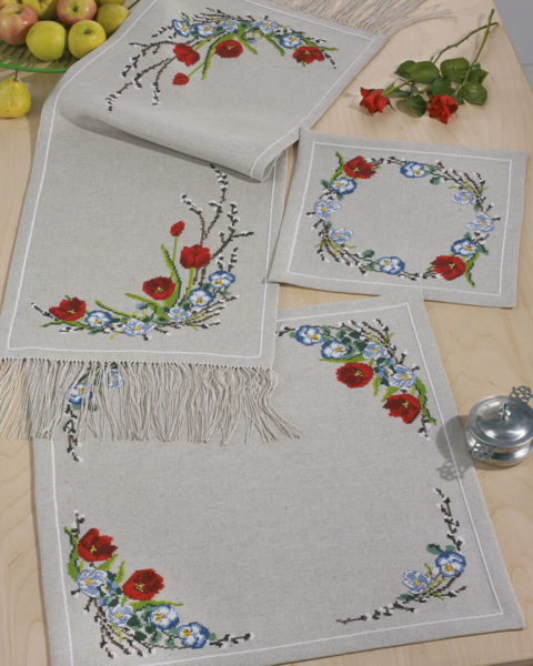 Embroidery Kit Spring Flowers 41 x 135 cm / 16 x 53 in