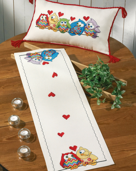 Embroidery Kit Owls in a Row 32x94 cm / 13x37 in