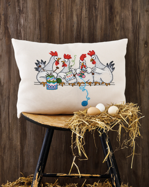 Embroidery Kit Chicken Talk 58 x 40 cm / 22.83 x 15.75 in