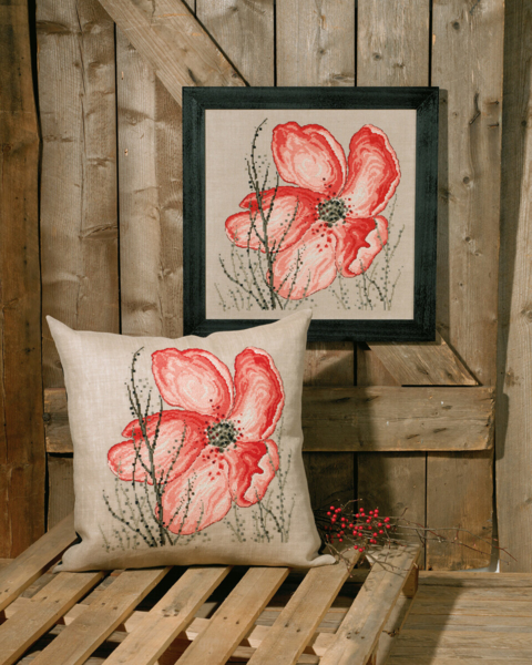 Embroidery Kit Poppy 60 x 60 cm / 23.62 x 23.62 in