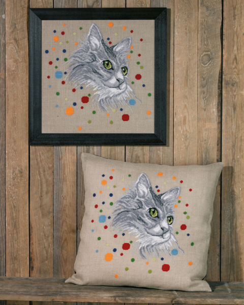 Embroidery Kit The Cat 60 x 60 cm / 24 x 24 in
